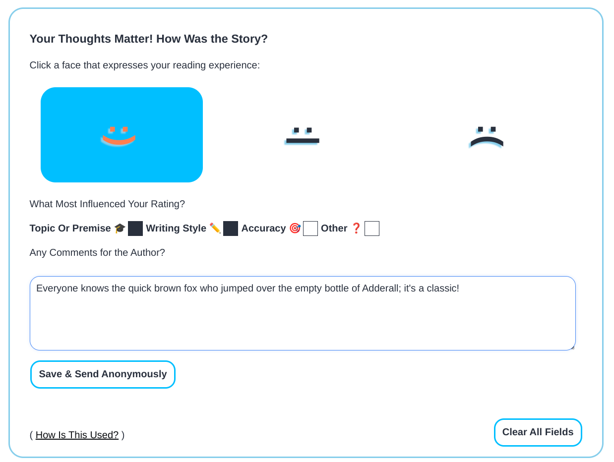 I named it 'pageback' (for page-feedback) and plan to release it eventually screenshot of feedback form